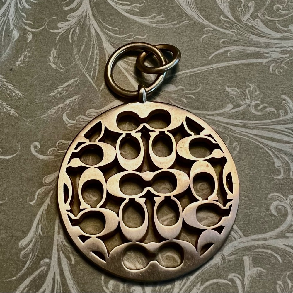 Coach Gold Circular Pendant with Signature“C” Design